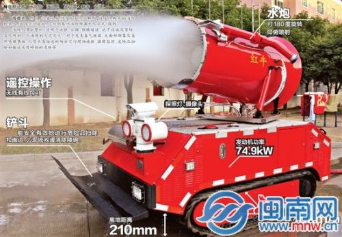 泉州消防新購消防機(jī)器人　新武器“紅?！遍L啥樣